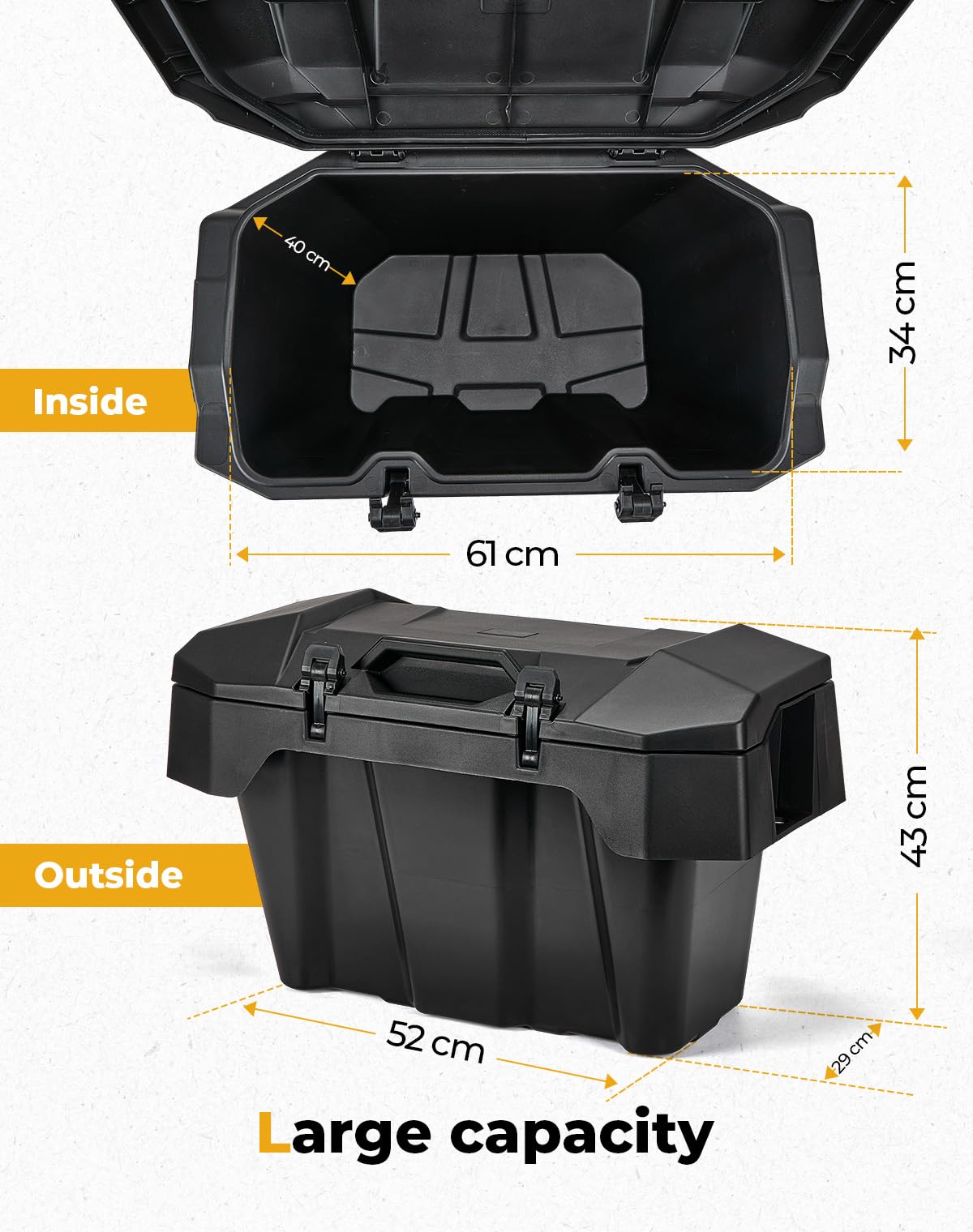 Amazon.com: KEMIMOTO 82QT UTV Rear Cargo Storage Box Compatible